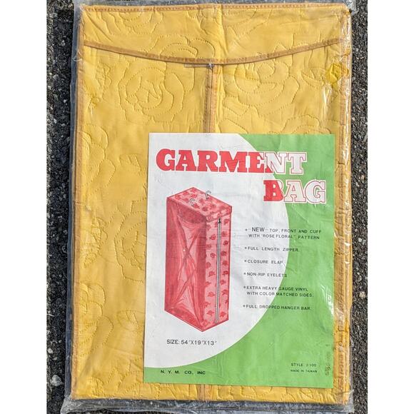 Retro Embossed Gold Rose Floral HANGING CLOSET GARMENT BAG Vintage 1970's Taiwan - Picture 2 of 4